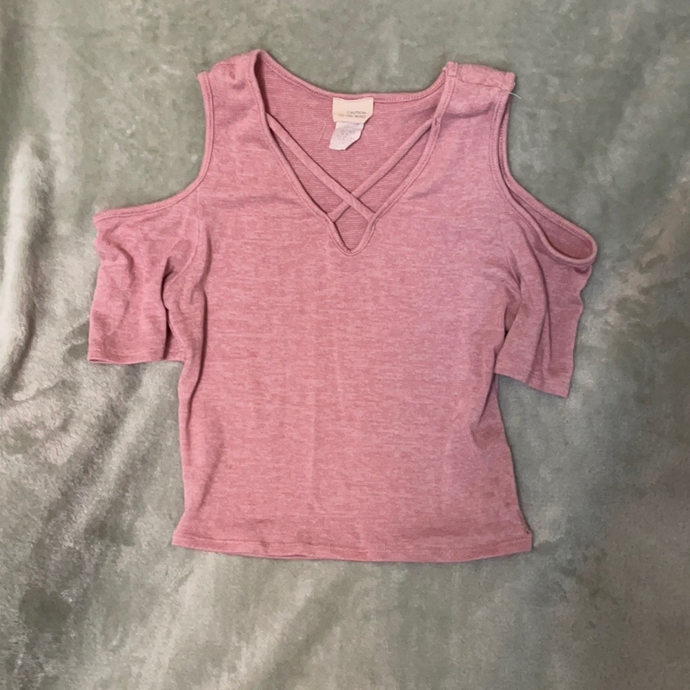 Caution To The Wind Pink Crop Top, Size L